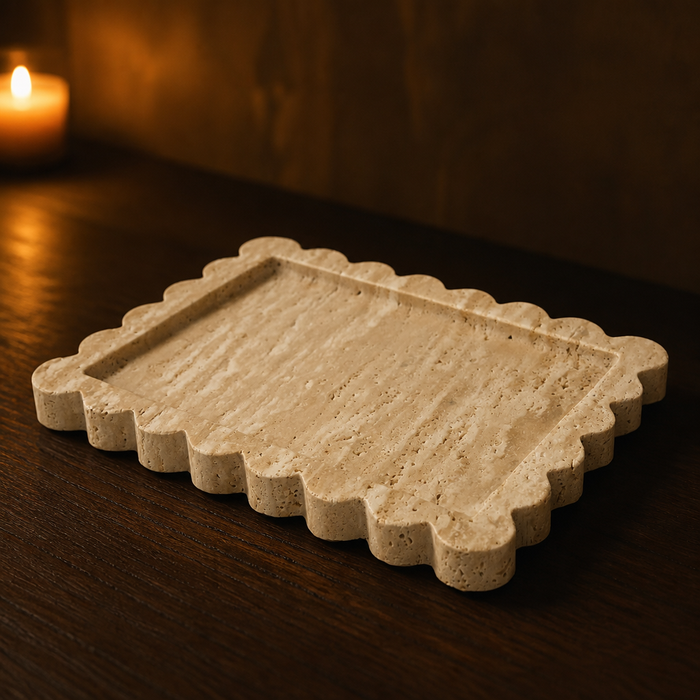 Genuine Luxury Marble Decorative Tray shown complete on a dark timber surface