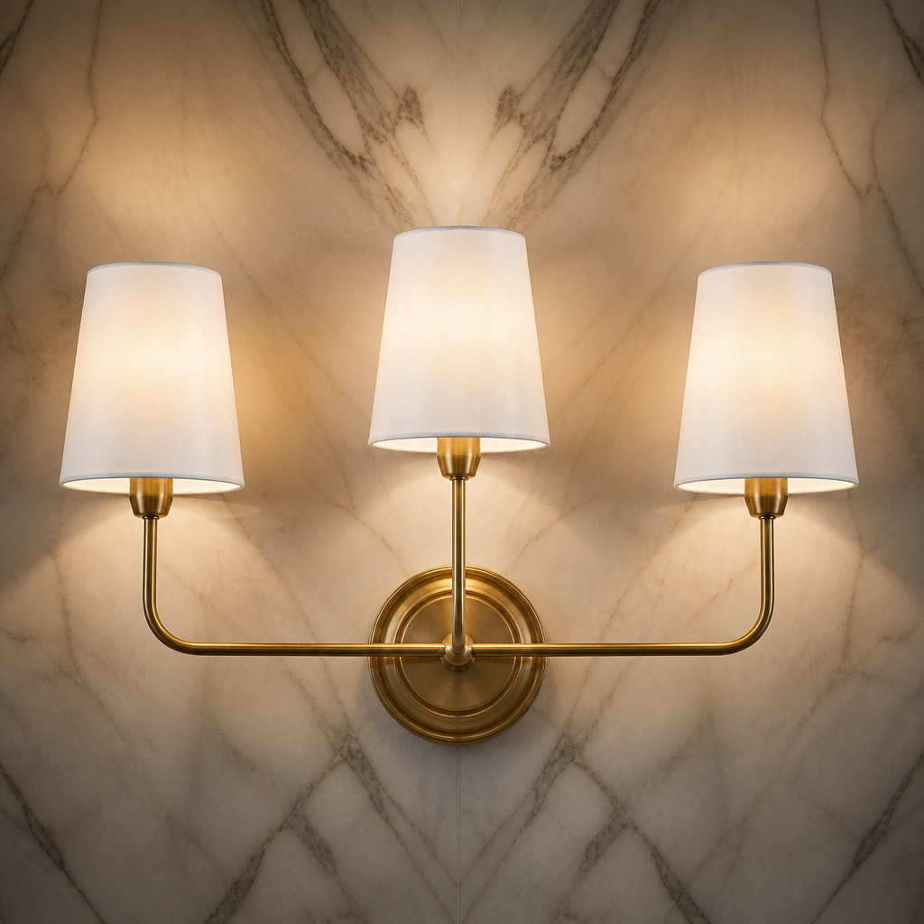Lighting Modern Metal Wall Sconce, hero view in a styled evening interior