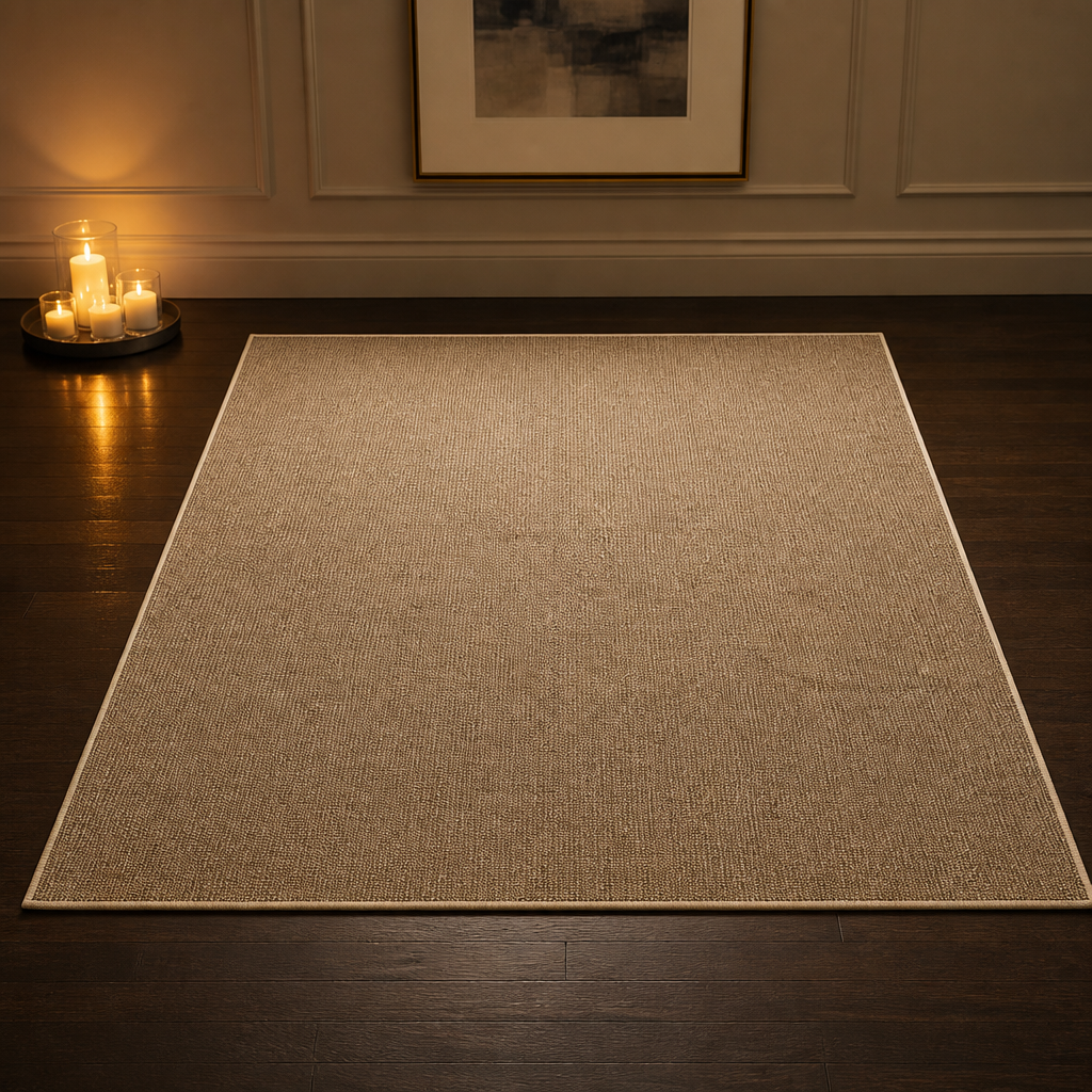 Jute Rug styled in a living room, hero view