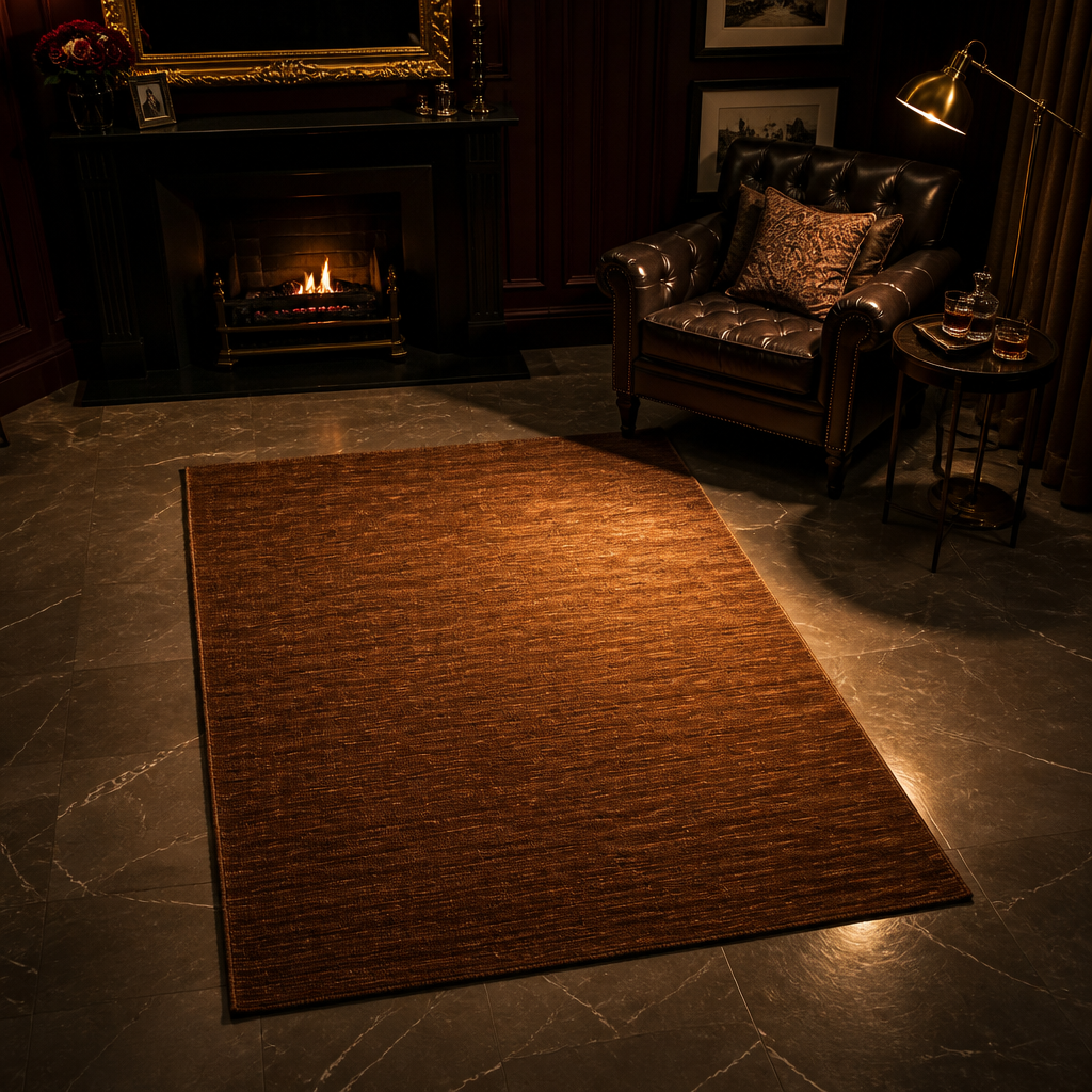 Kilim Wool Rug styled in a living room, full view