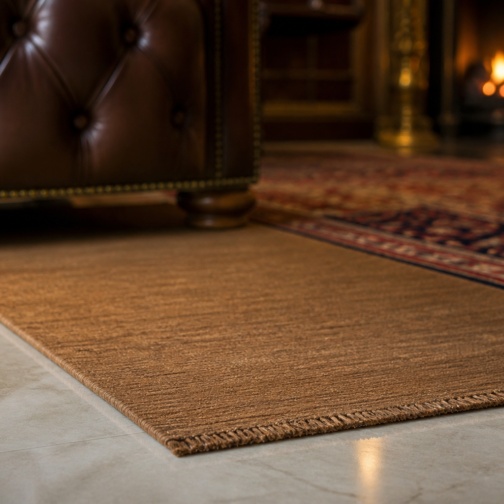 Kilim Wool Rug styled in a living room, detail view