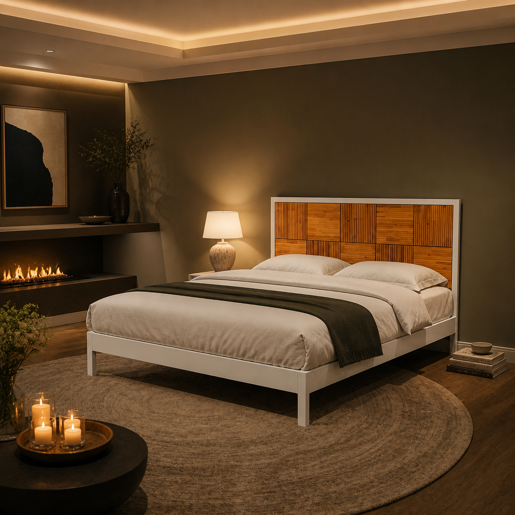 Madia acacia bed frame variant view