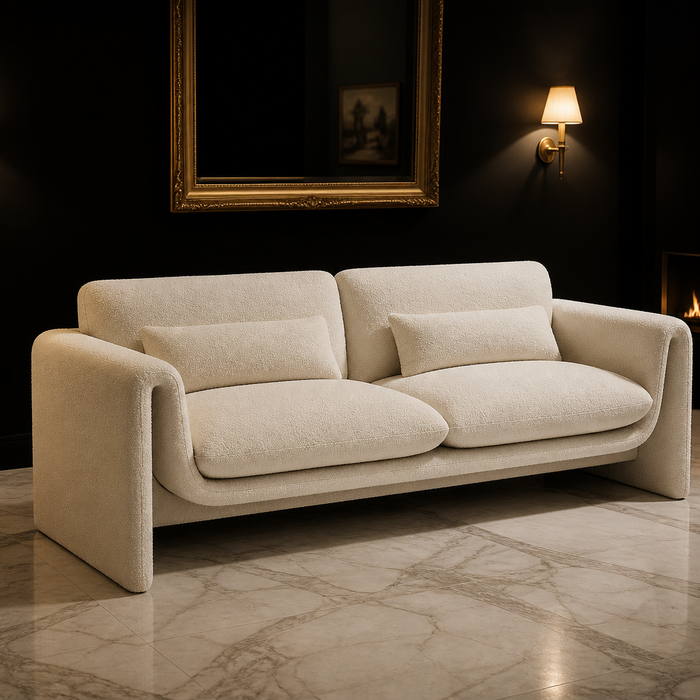 Meridian cream boucle sofa — hero view