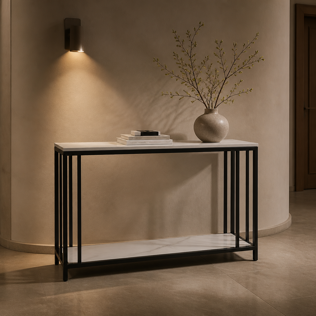 White marble modern console table hero