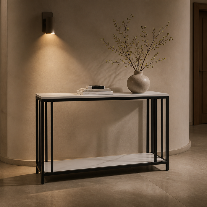 White marble modern console table hero
