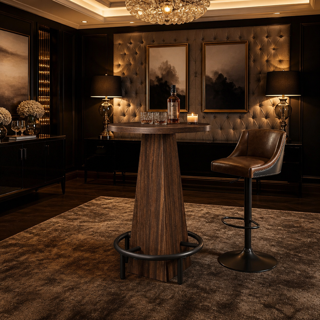 Brown round pub table — Chocolate variant