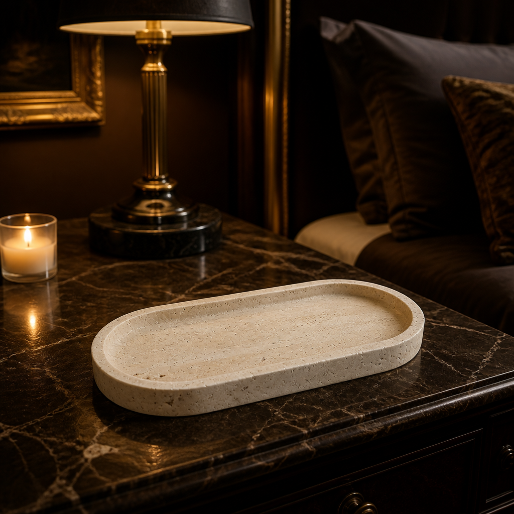 Natural travertine decorative tray variant image