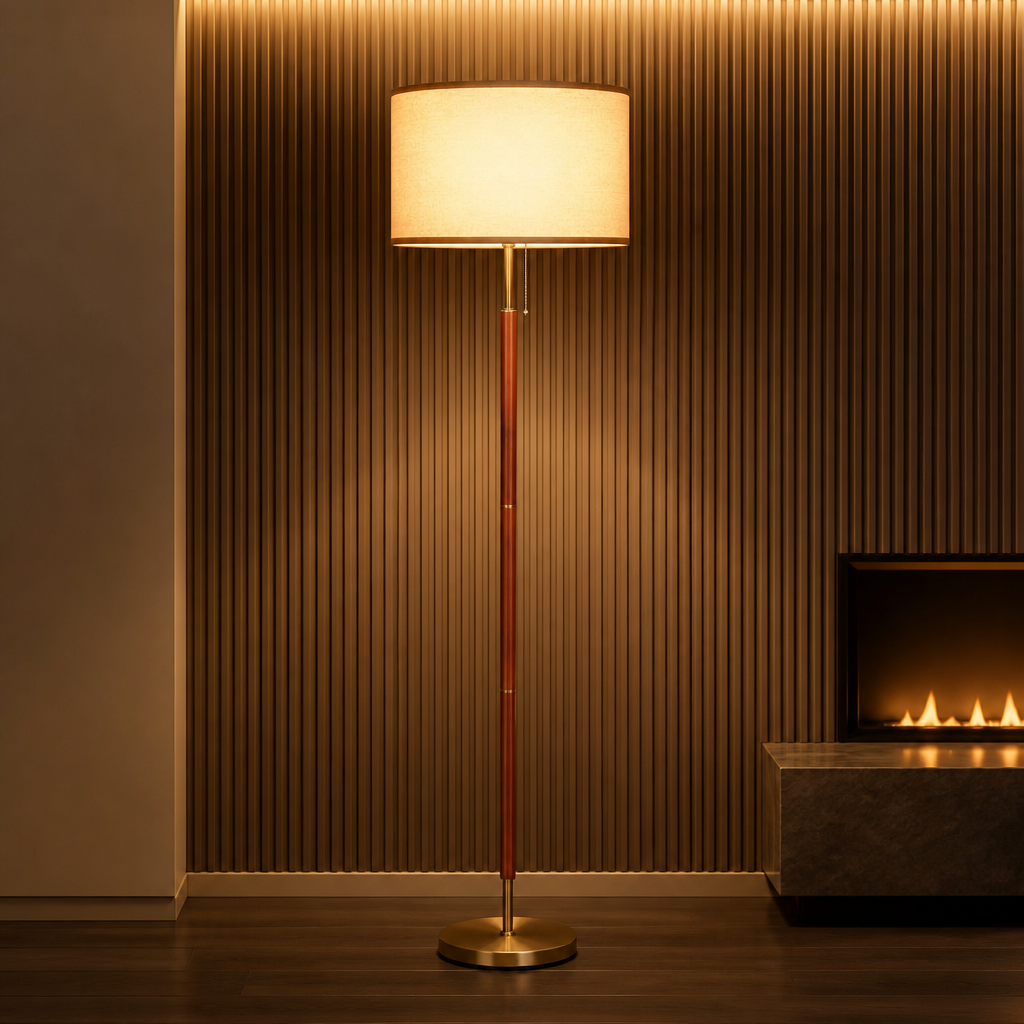 Oak & Hour Mid-Century Walnut Floor Lamp — generated gallery image 1