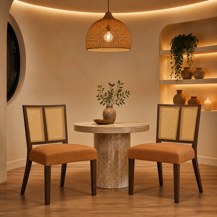 Mid-Century Rattan Dining Chair Set lifestyle image 1
