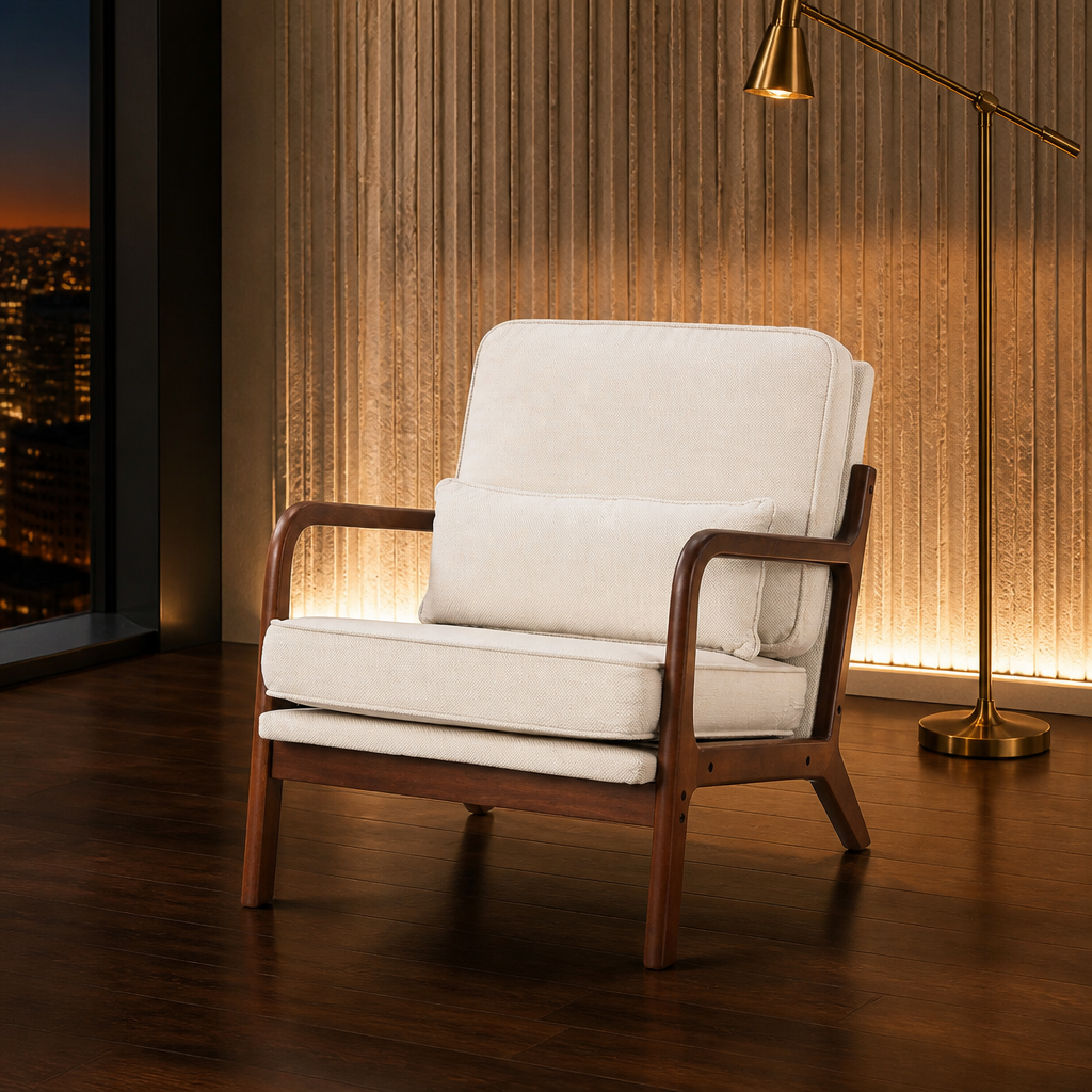 Oak & Hour Mid-Century Wood Accent Chair — generated gallery image 1