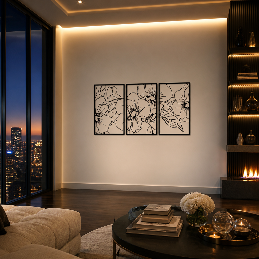 Three-piece floral metal wall art variant image