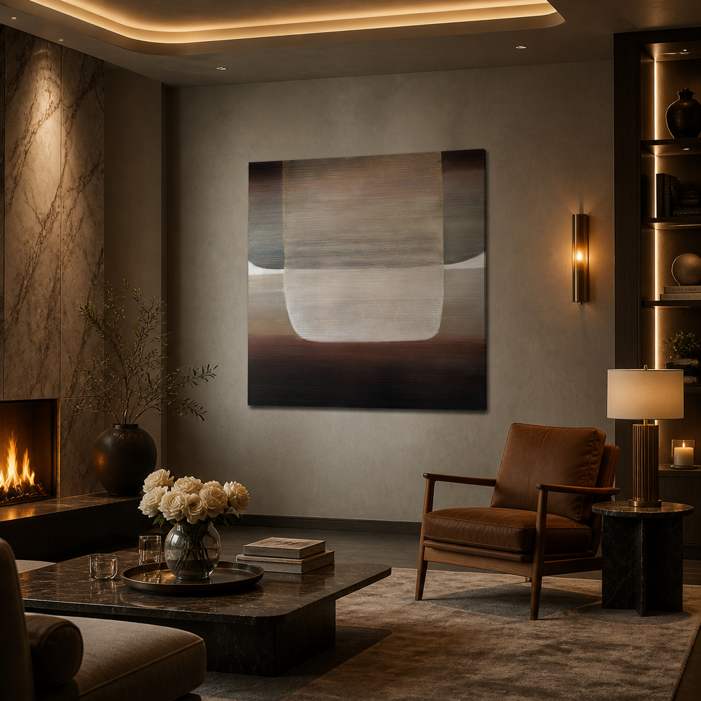 Beige square minimalist wall art variant image