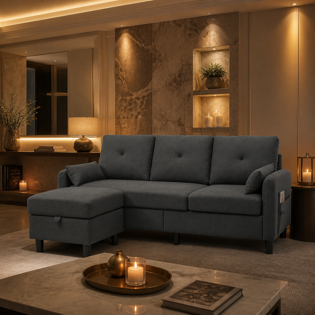Modern Fabric Sectional Sofa lifestyle image 6
