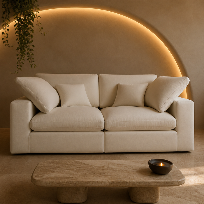 Modern Linen Sectional Sofa lifestyle image 1