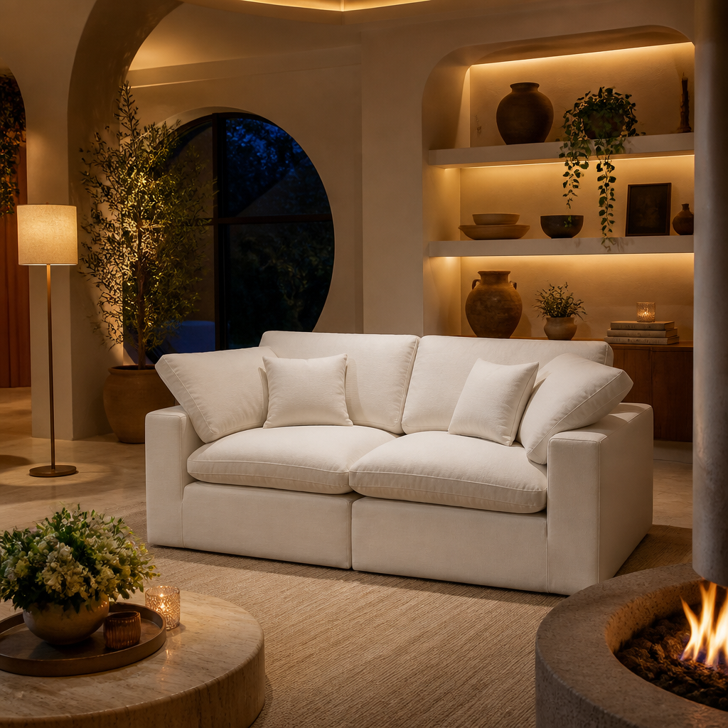 Modern Linen Sectional Sofa lifestyle image 6