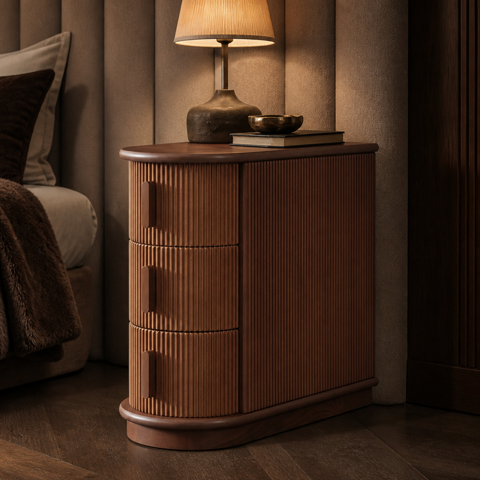 Modern Solid Wood Side Table in a styled interior — hero view