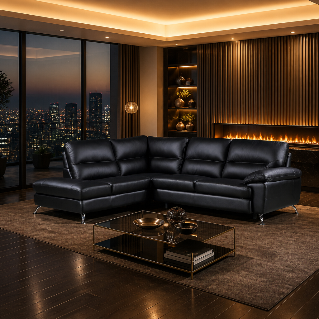 Modern Top Grain Leather Sectional Sofa — Default variant