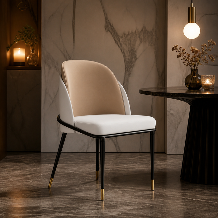 Modern Vegan Leather Dining Chair in a styled interior — hero view