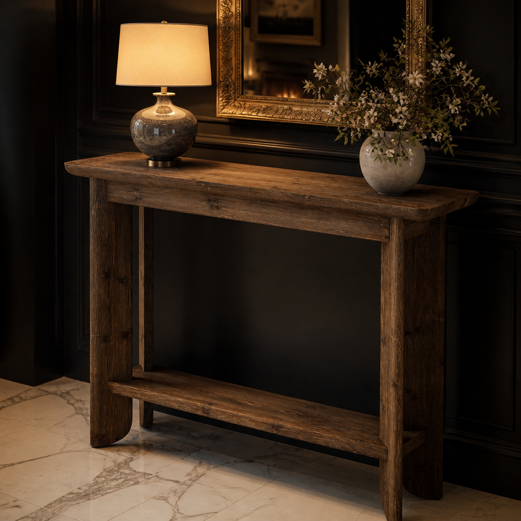 Modern Walnut Console Table in a styled interior — hero view