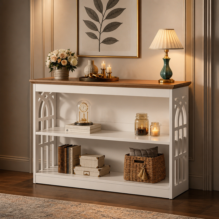 Modern White Console Table in a styled interior — hero view