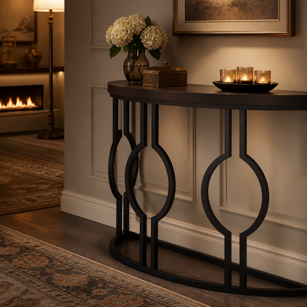 Half-moon console shallow side profile