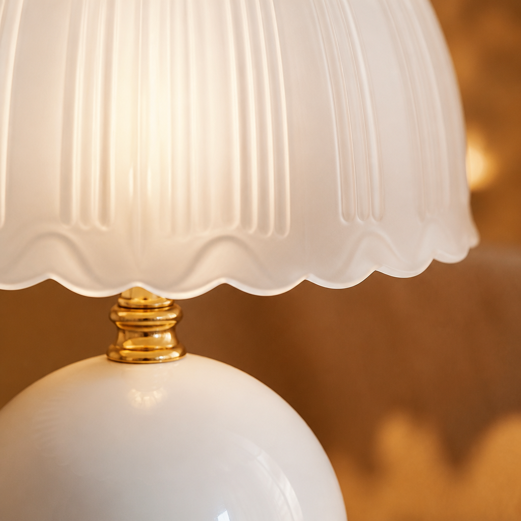 Glass shade and brass collar macro