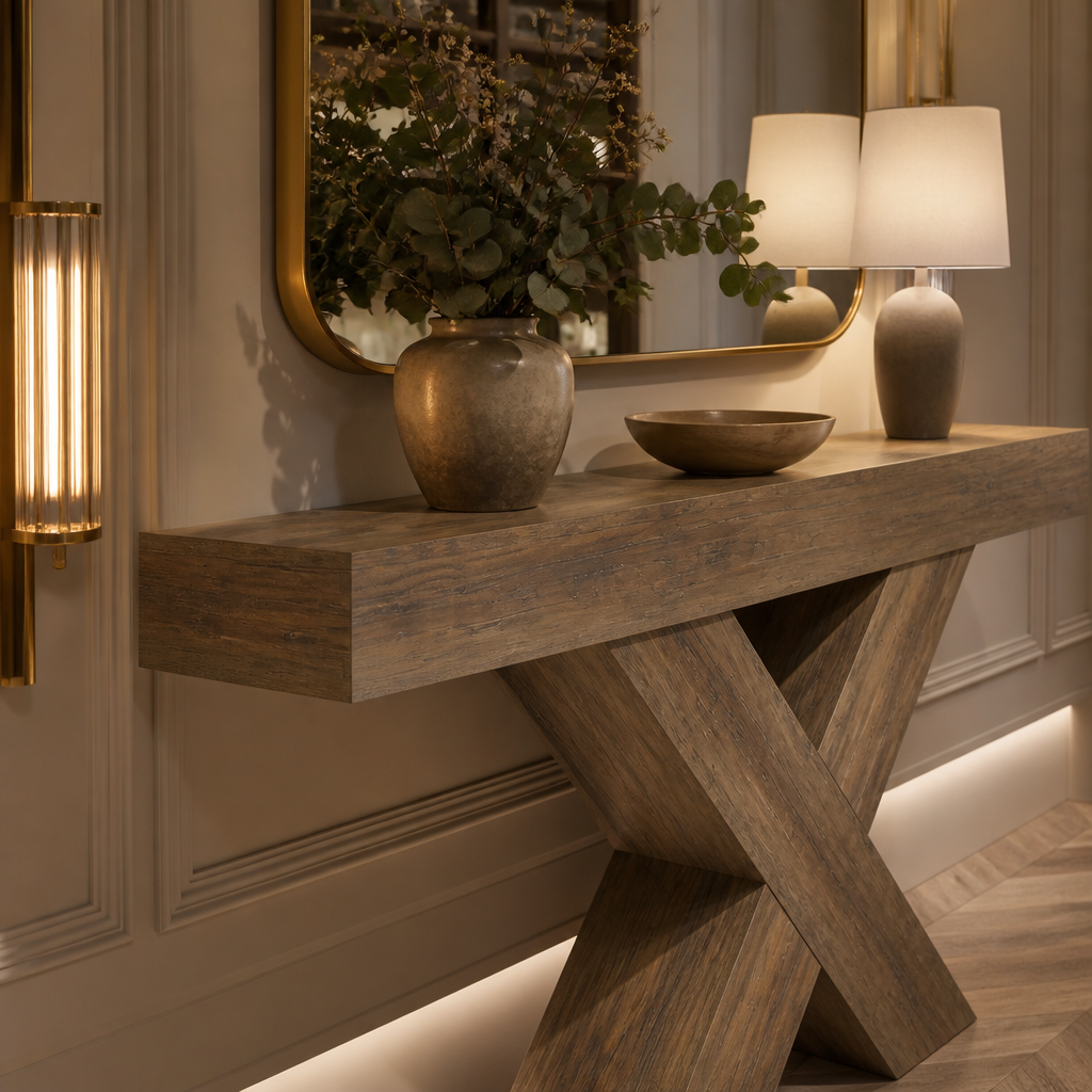 Narrow console table side profile