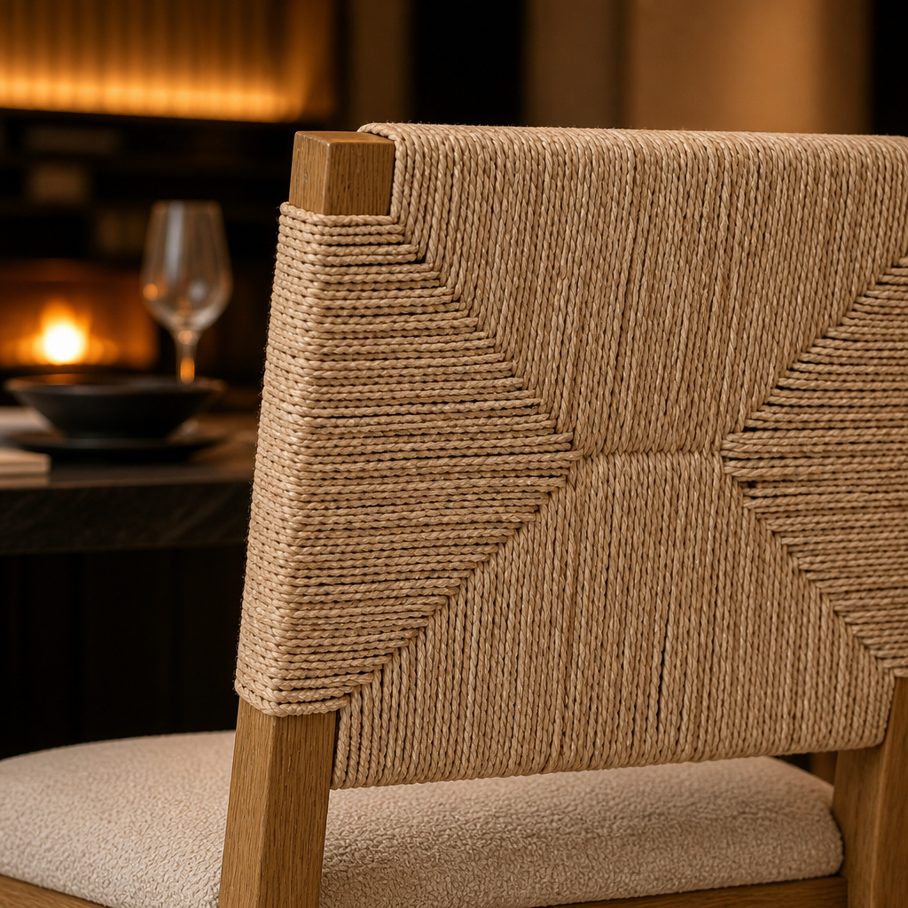 Nathan Boho Boucle Bar Stool in a styled interior — view 3