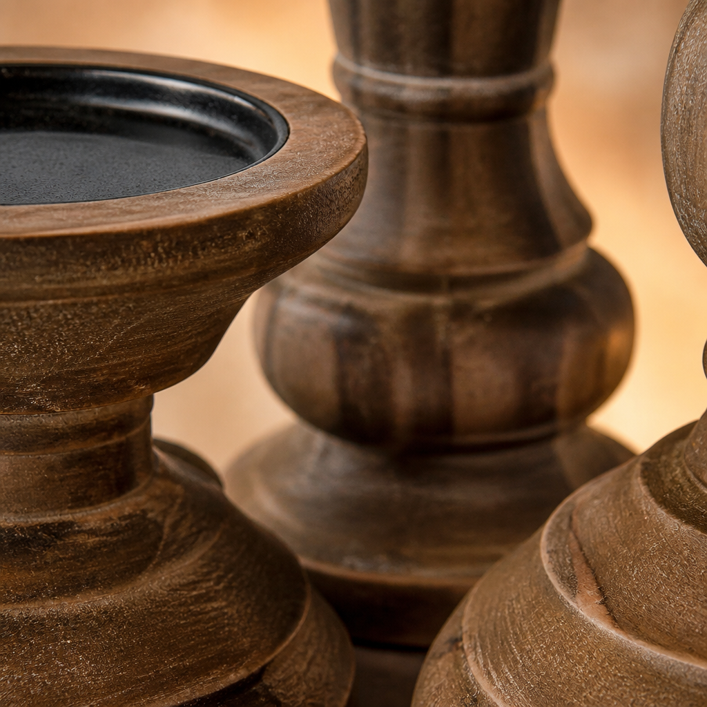 Pillar Farmhouse Wood Candle Holder lifestyle view 5