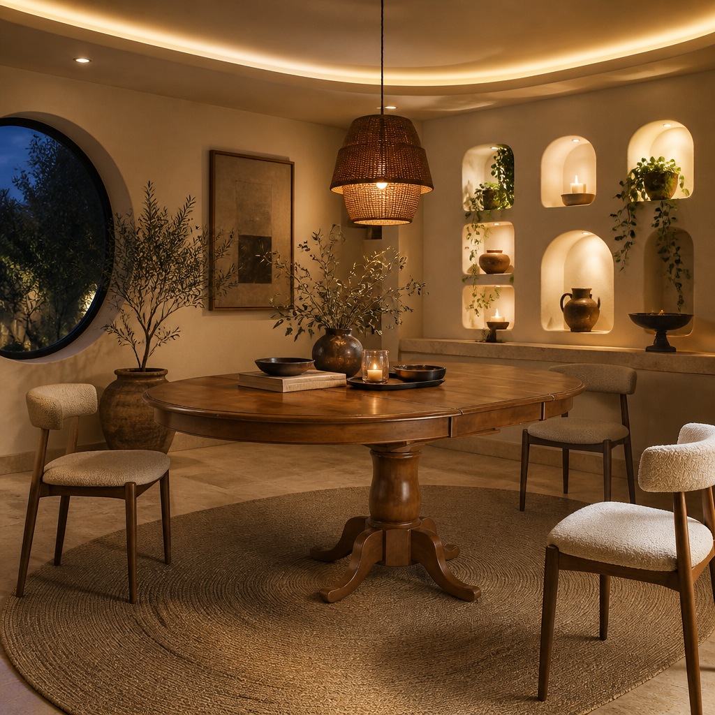 Oval Traditional Solid Wood Dining Table — lifestyle image 2