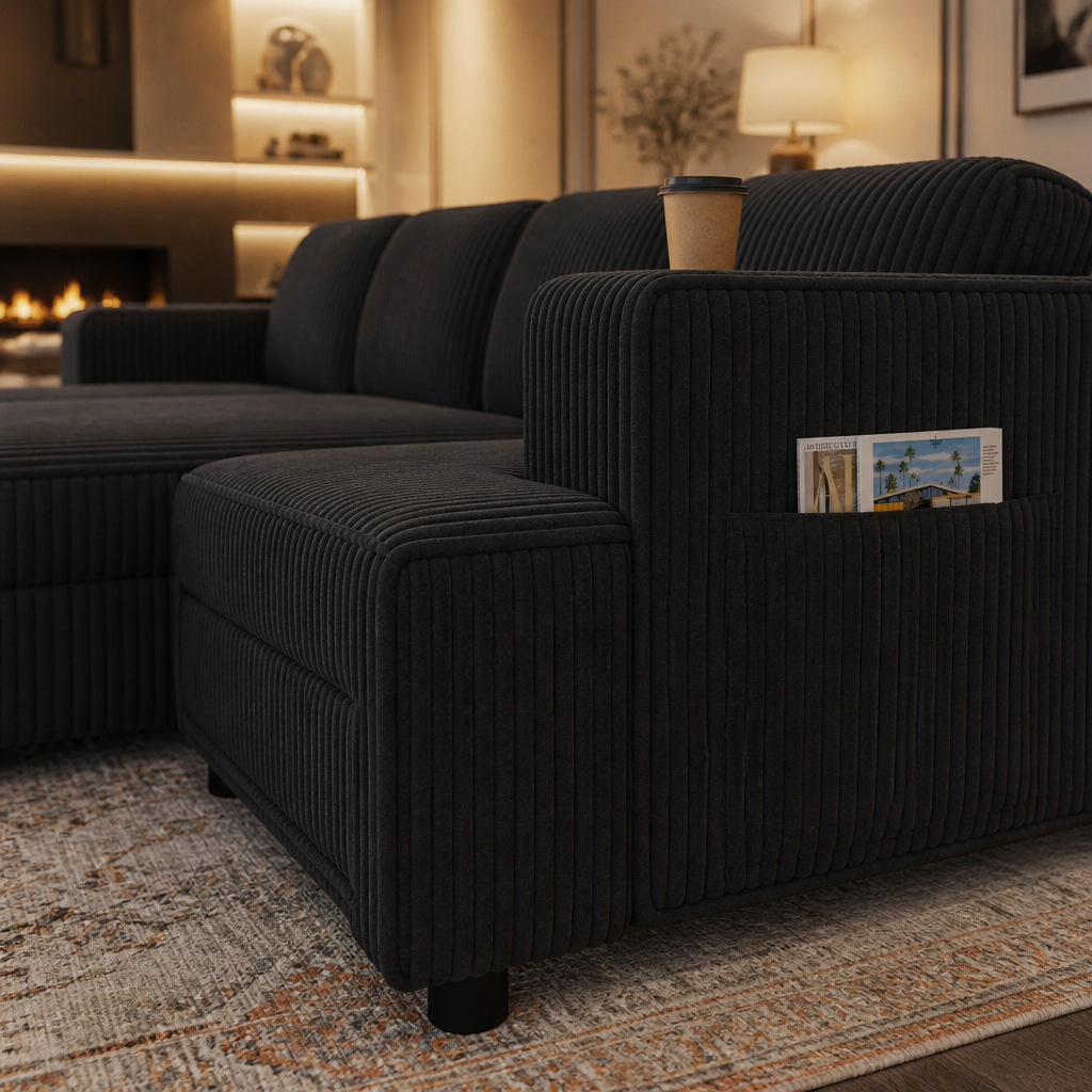 Pull-Out Corduroy Sleeper Sofa lifestyle view 5