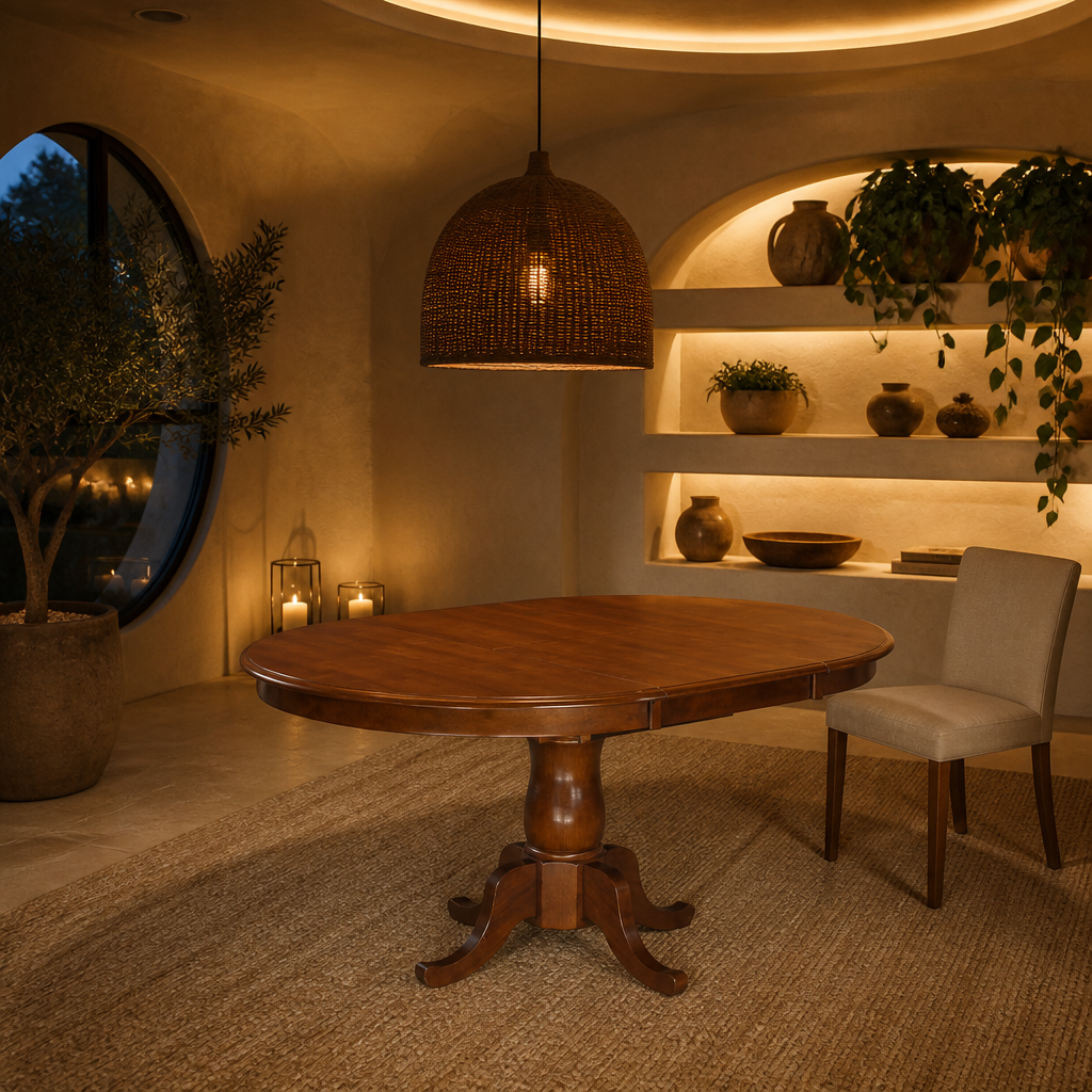 Oval Traditional Solid Wood Dining Table — lifestyle image 6