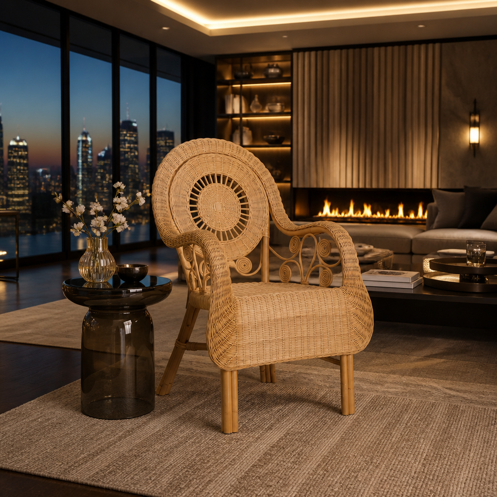 Putri Boho Rattan Accent Chair lifestyle view 2