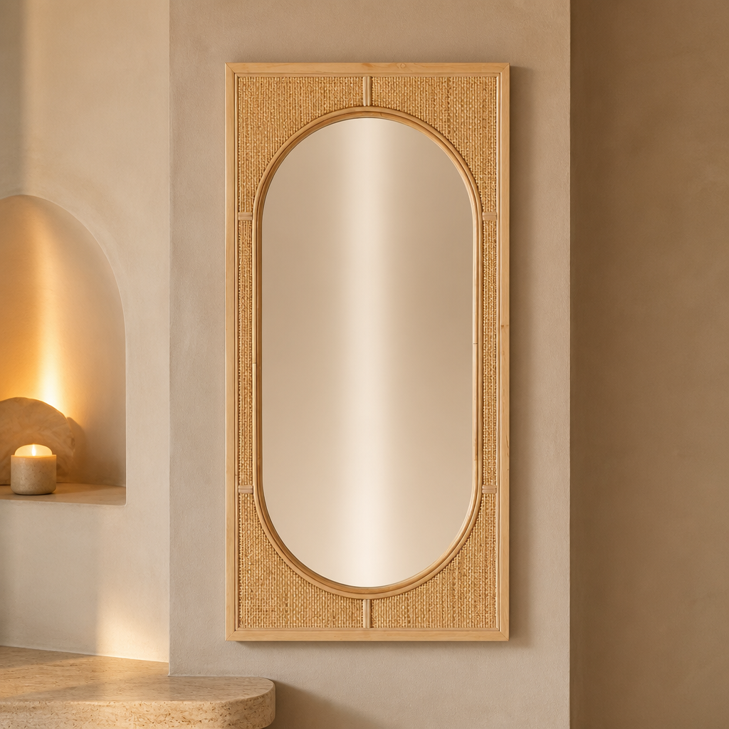 Rattan Art Deco Mirror lifestyle view 1
