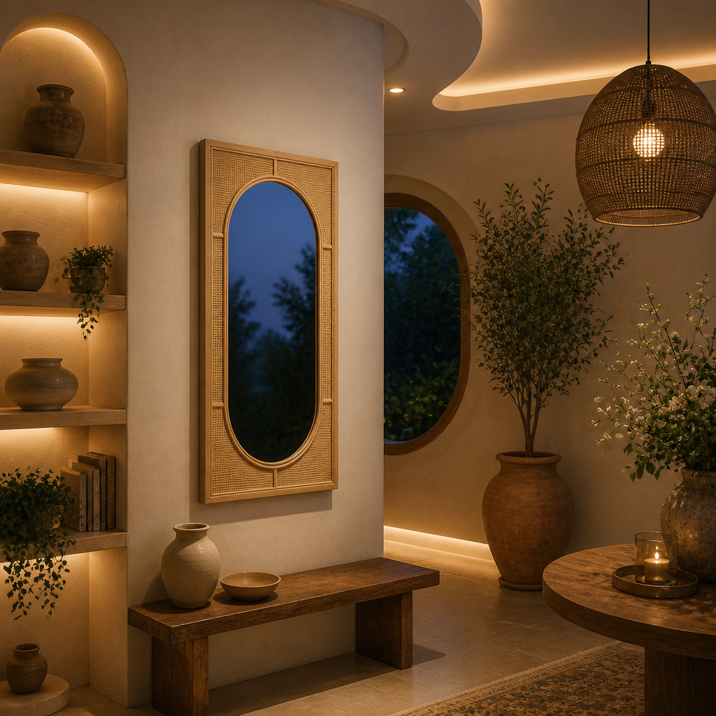 Rattan Art Deco Mirror lifestyle view 3